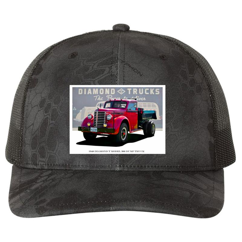 1948 Diamond T Model 306 Dump Truck Richardson Premium Trucker Snapback Cap  Kryptek Typhon Black