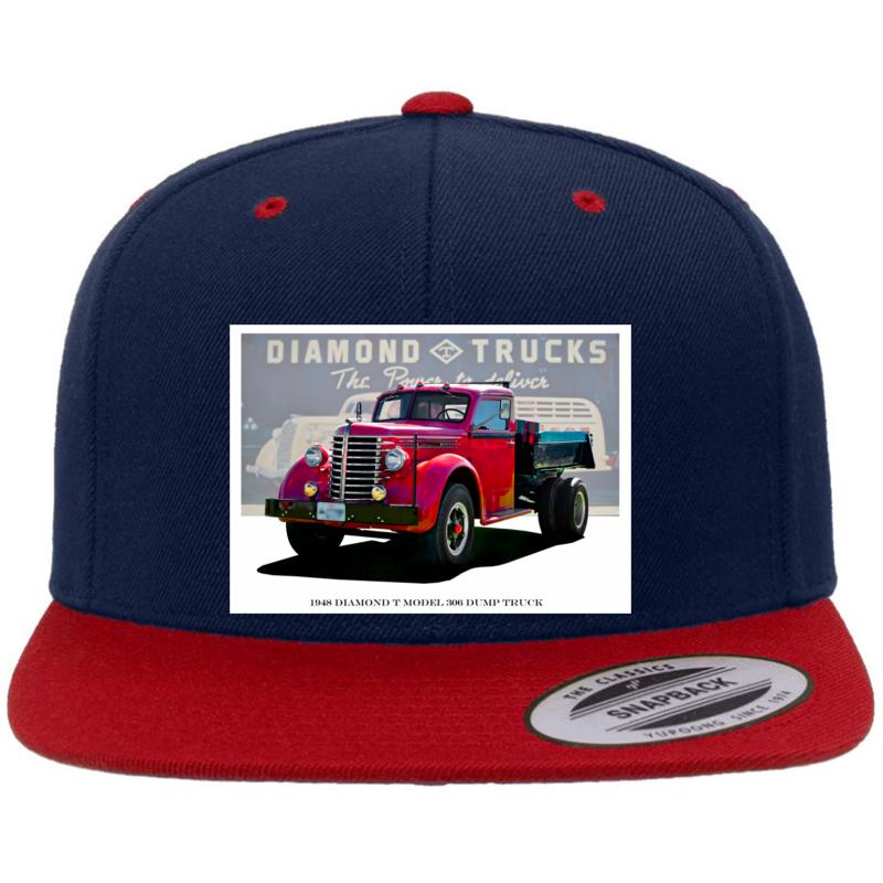 1948 Diamond T Model 306 Dump Truck Premium Flat Bill Snapback Cap  Navy