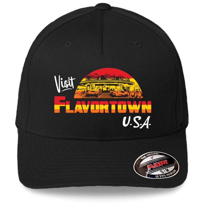 Visit Flavortown Usa Flexfit Baseball Cap  Black