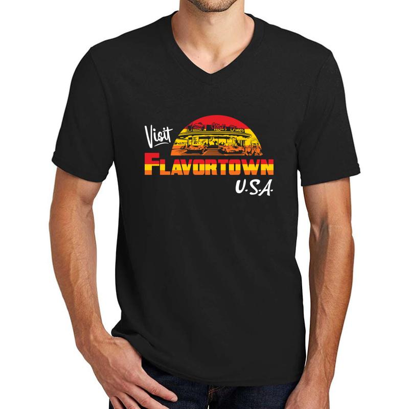 Visit Flavortown Usa Unisex V-Neck T-Shirt Men Black