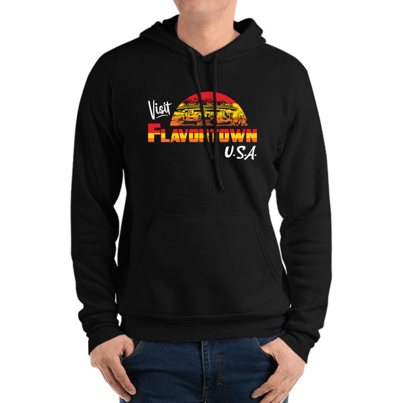 Visit Flavortown Usa Unisex Hooded Sweatshirt Men Black