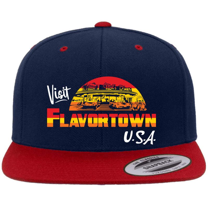 Visit Flavortown Usa Premium Flat Bill Snapback Cap  Navy