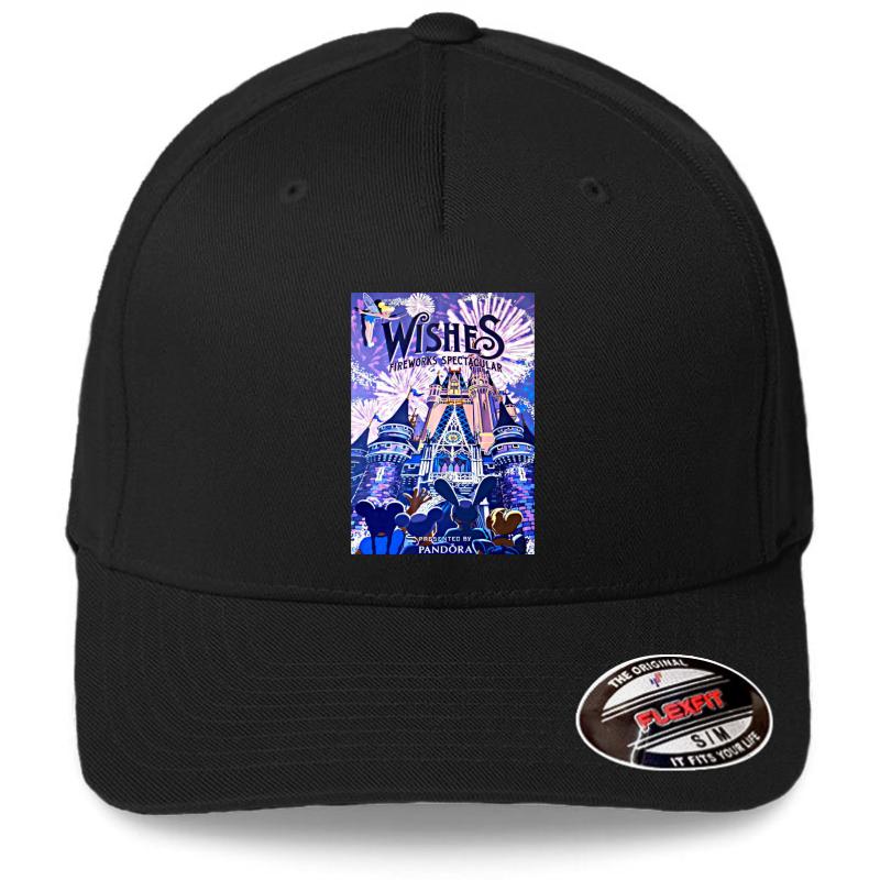 Wishes! Nighttime Spectacular Poster Flexfit Baseball Cap  Black