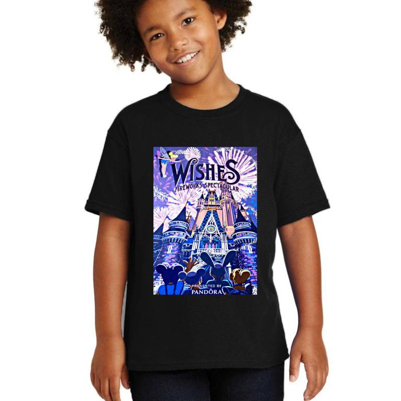 Wishes! Nighttime Spectacular Poster Youth T-Shirt Boy Black