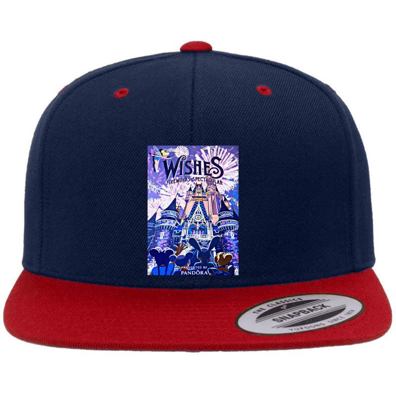 Wishes! Nighttime Spectacular Poster Premium Flat Bill Snapback Cap  Navy