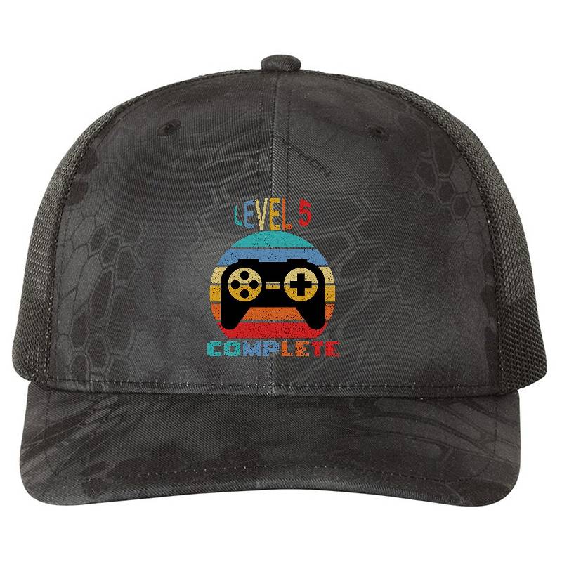 Level 5 Complete Vintage, 5th Anniversary Gift, Funny 5 Year Anniversary, Fathers Day Gift, Video Game Shirt, Anniversay Gifts for Husband, Gamer Dad Gift, Level 5 Premium Flat Bill Snapback Caps
