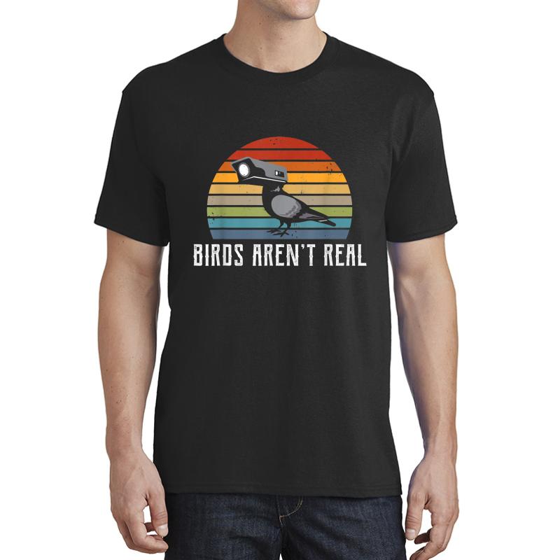 Vintage Birds Aren't Real Unisex T-Shirt Men Black