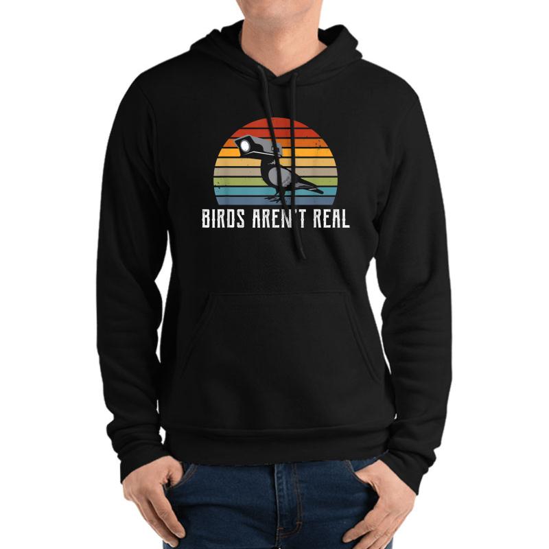 Vintage Birds Aren't Real Unisex Hooded Sweatshirt Men Black