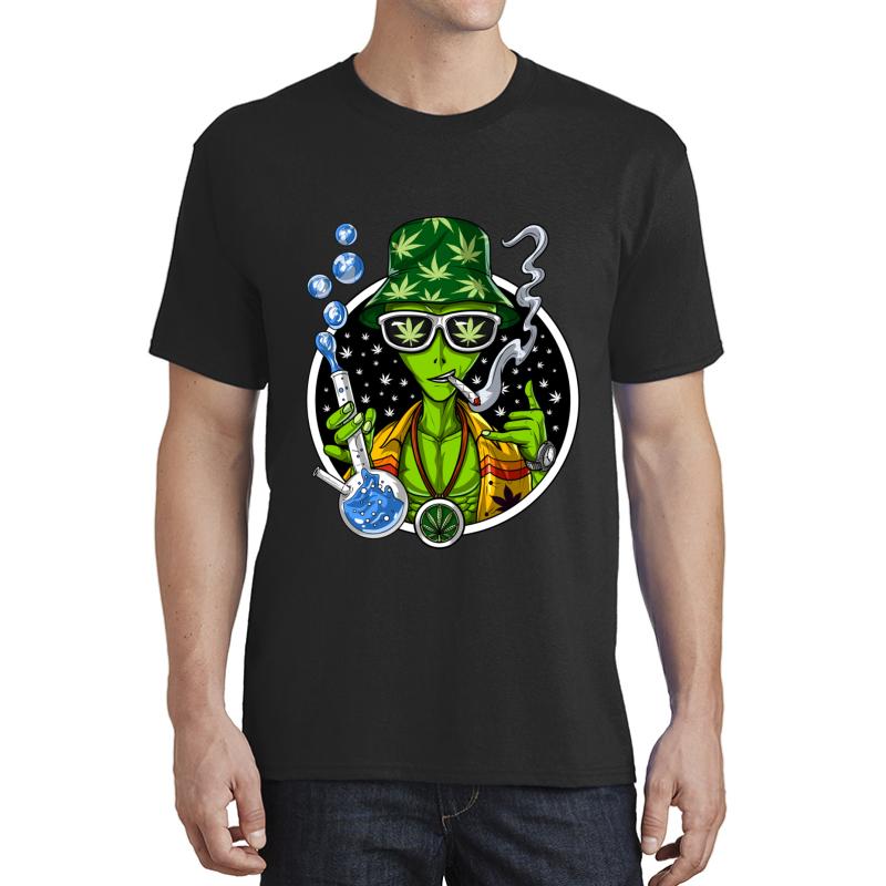 Weed Alien Stoner Unisex T-Shirt Men Black