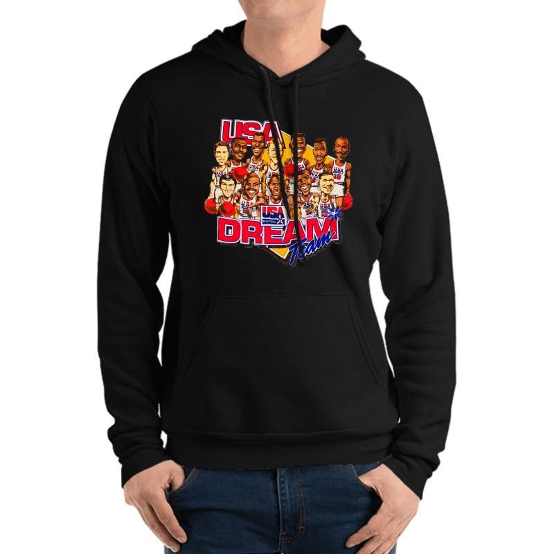 Usa Dream Team Retro Unisex Hooded Sweatshirt Men Black