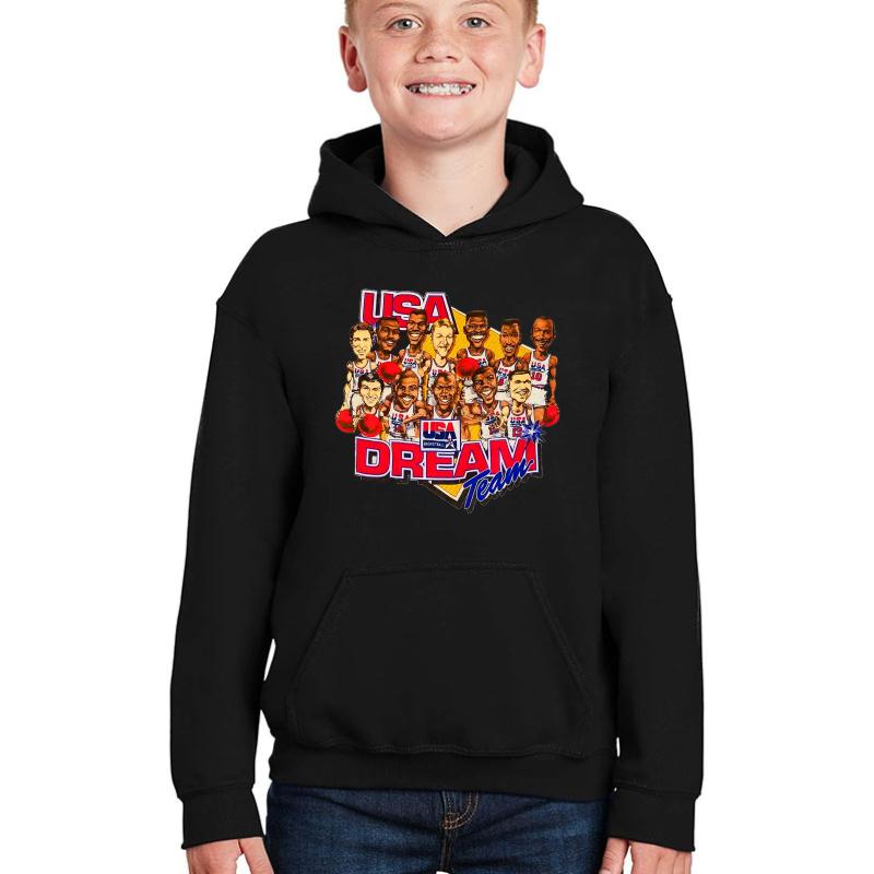 Usa Dream Team Retro Youth Hooded Sweatshirt Boy Black