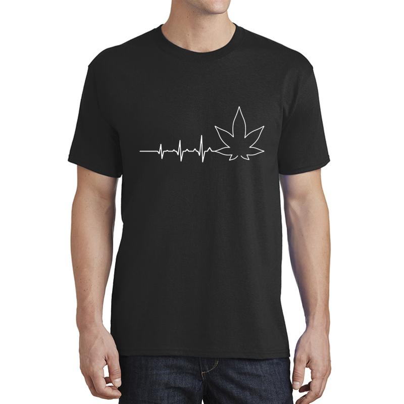 Weed Heartbeat Cannabis Clothes Weed Designs  Unisex T-Shirt Men Black