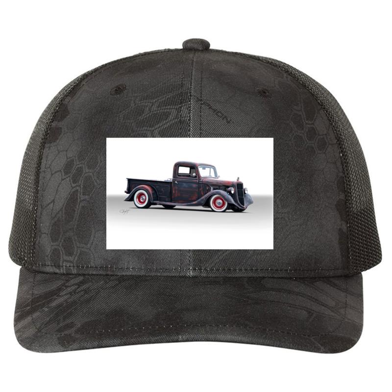 1935 Ford Pickup Truck Richardson Premium Trucker Snapback Cap  Kryptek Typhon Black