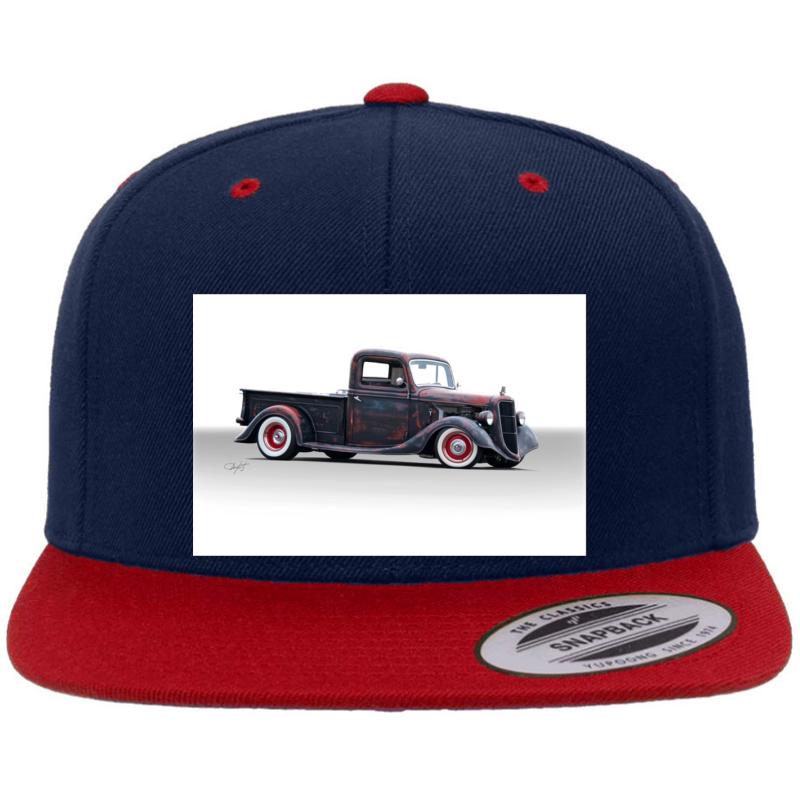 1935 Ford Pickup Truck Premium Flat Bill Snapback Cap  Navy