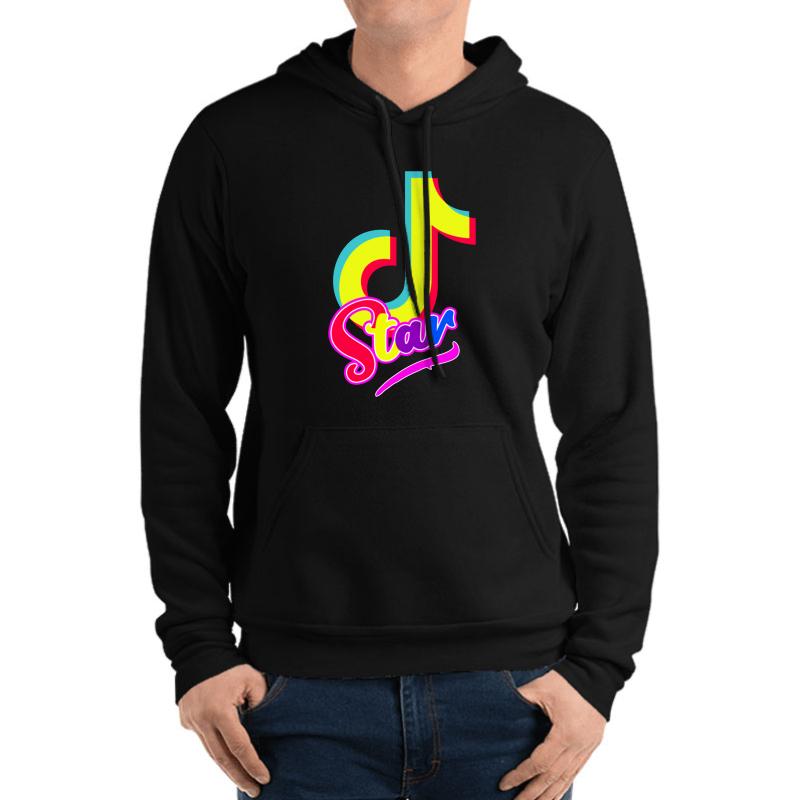 Tiktok Star Neon Color Unisex Hooded Sweatshirt Men Black