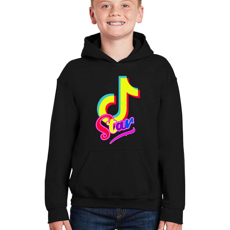 Tiktok Star Neon Color Youth Hooded Sweatshirt Boy Black