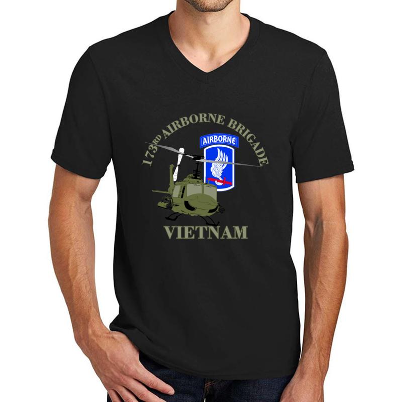 173Rd Airborne Vietnam -Uh-1 Gunship Unisex V-Neck T-Shirt Men Black