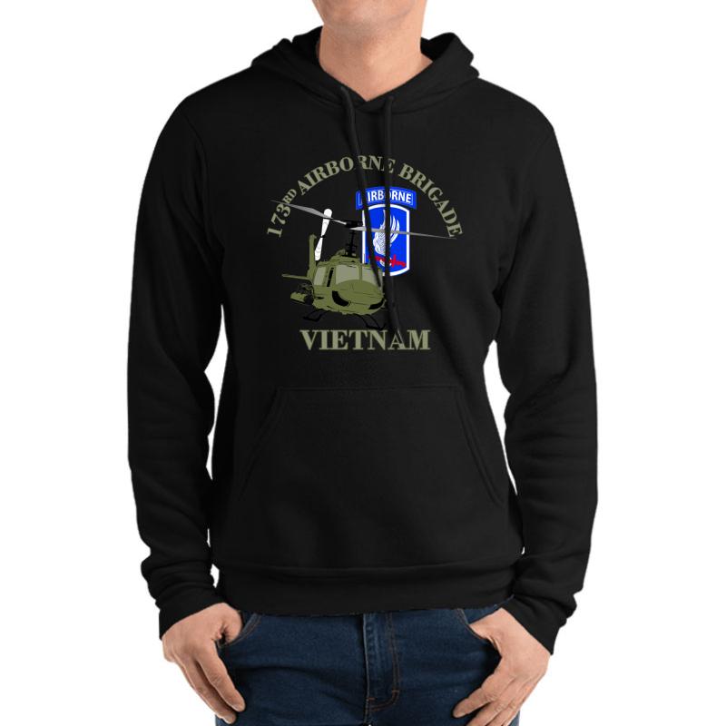 173Rd Airborne Vietnam -Uh-1 Gunship Unisex Hooded Sweatshirt Men Black