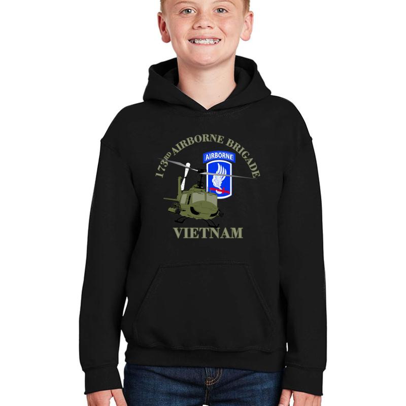 173Rd Airborne Vietnam -Uh-1 Gunship Youth Hooded Sweatshirt Boy Black