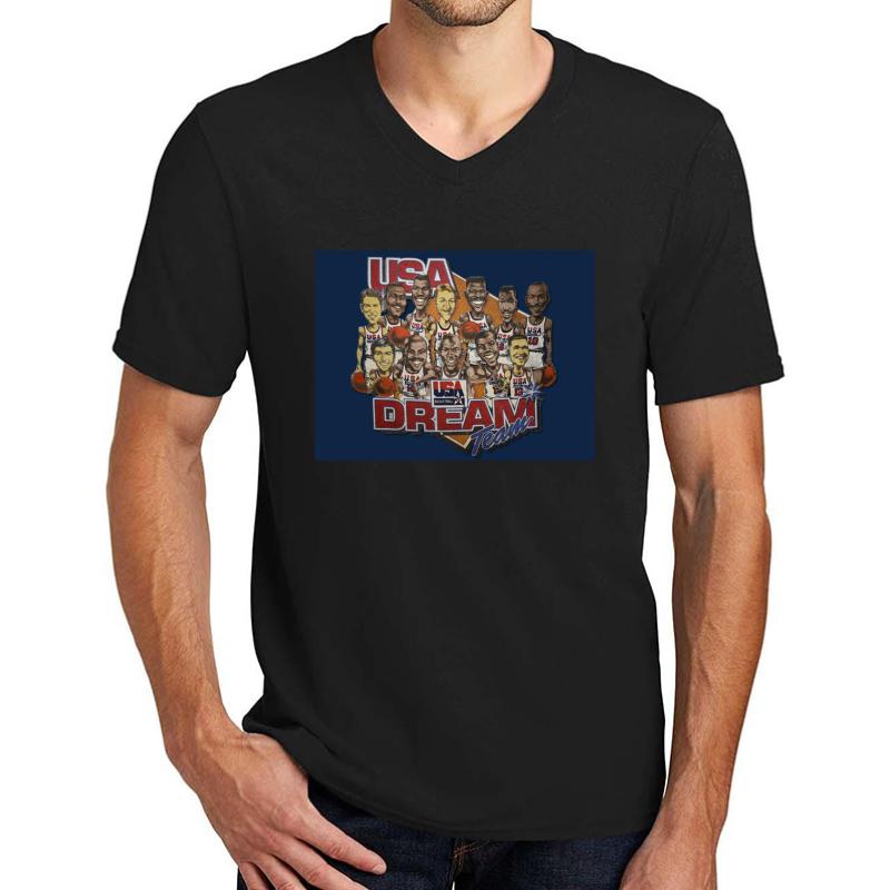 Usa Basketball: The Dream Team 1992 Unisex V-Neck T-Shirt Men Black