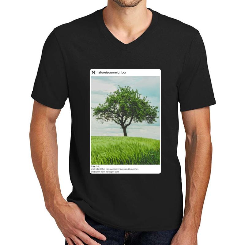 Tree Unisex V-Neck T-Shirt Men Black