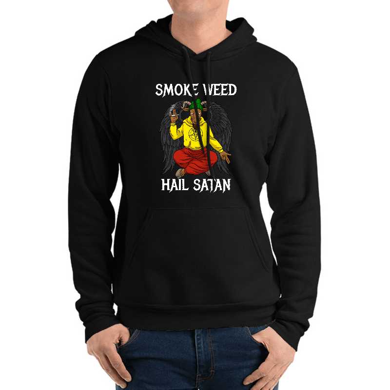 Smoke Weed Hail Satan Tshirt Men Cannabis Shirt Women Stoner Premium Flat Bill Snapback Caps