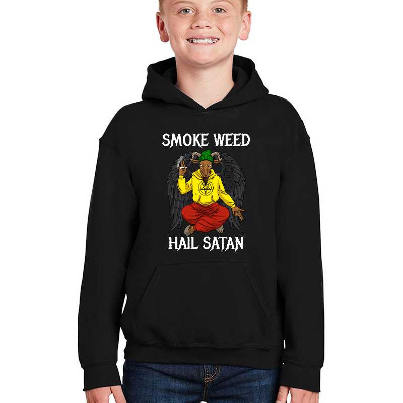 Smoke Weed Hail Satan Tshirt Men Cannabis Shirt Women Stoner Premium Flat Bill Snapback Caps