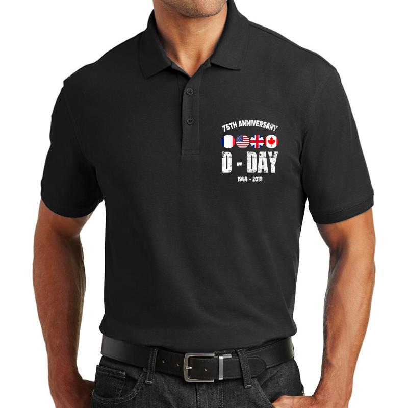 75Th Anniversary D-Day Normandy Landing Gift Ve Day Unisex Polo Jersey Sport Shirt Men Black