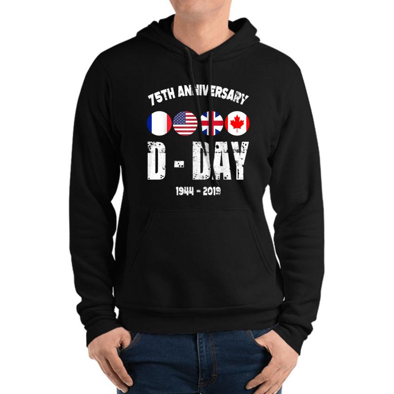 75Th Anniversary D-Day Normandy Landing Gift Ve Day Unisex Hooded Sweatshirt Men Black