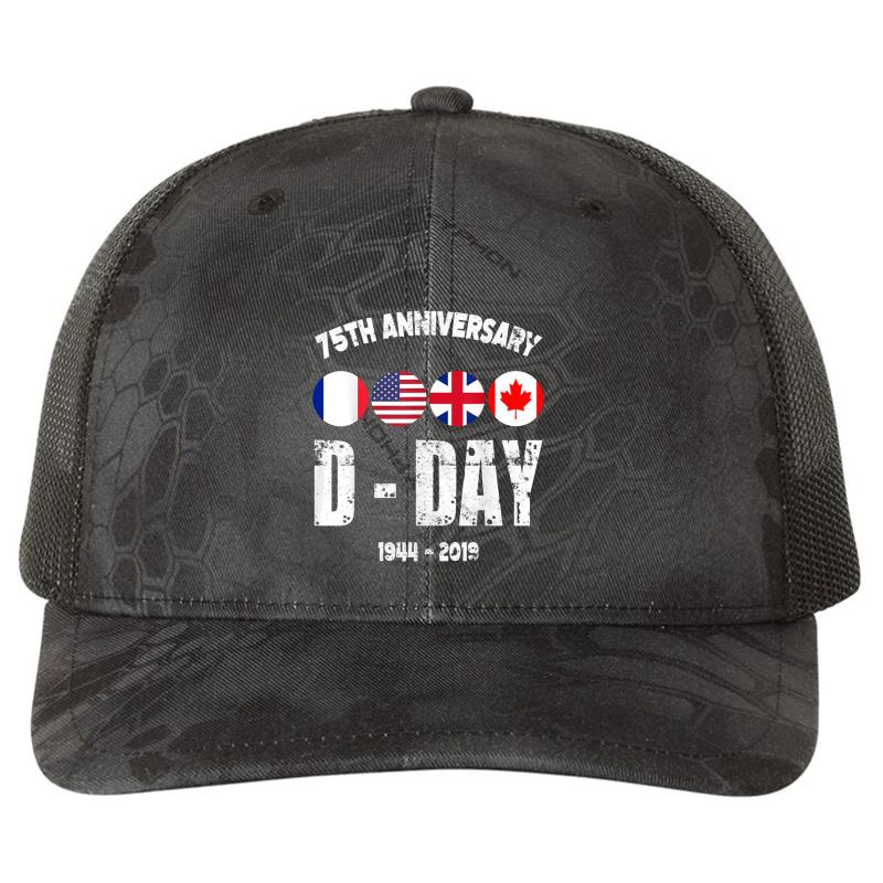 75Th Anniversary D-Day Normandy Landing Gift Ve Day Richardson Premium Trucker Snapback Cap  Kryptek Typhon Black