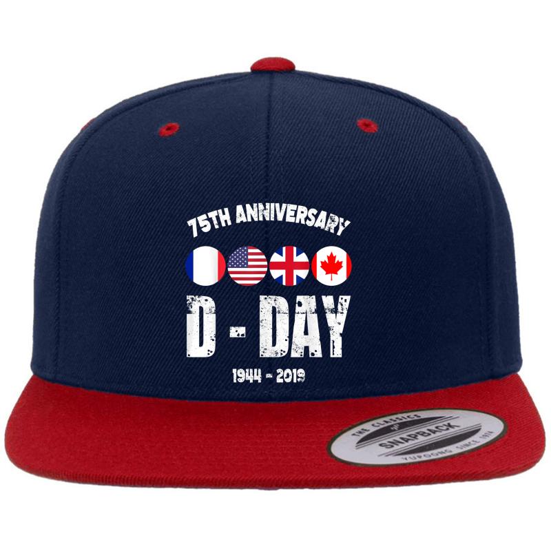 75Th Anniversary D-Day Normandy Landing Gift Ve Day Premium Flat Bill Snapback Cap  Navy