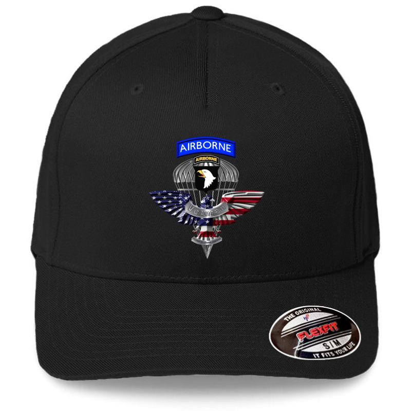 101St Airborne Division Screaming Eagles Veteran  Flexfit Baseball Cap  Black