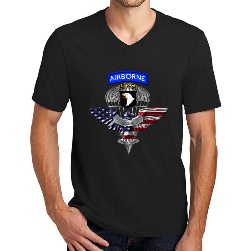 101St Airborne Division Screaming Eagles Veteran  Unisex V-Neck T-Shirt Men Black