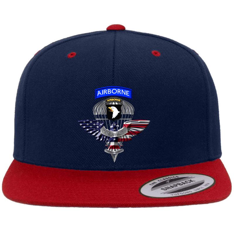 101St Airborne Division Screaming Eagles Veteran  Premium Flat Bill Snapback Cap  Navy