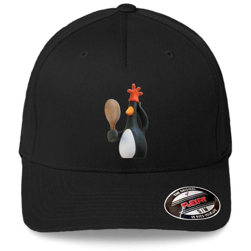 Wallace And Gromit Feathers Mcgraw Penguin Flexfit Baseball Cap  Black