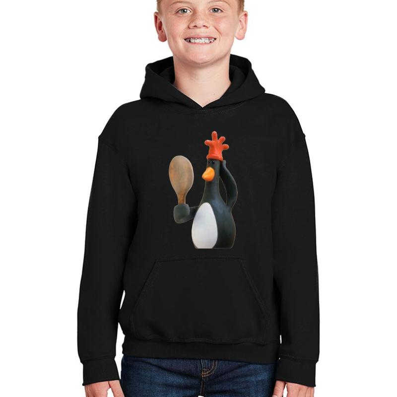 Wallace And Gromit Feathers Mcgraw Penguin Youth Hooded Sweatshirt Boy Black