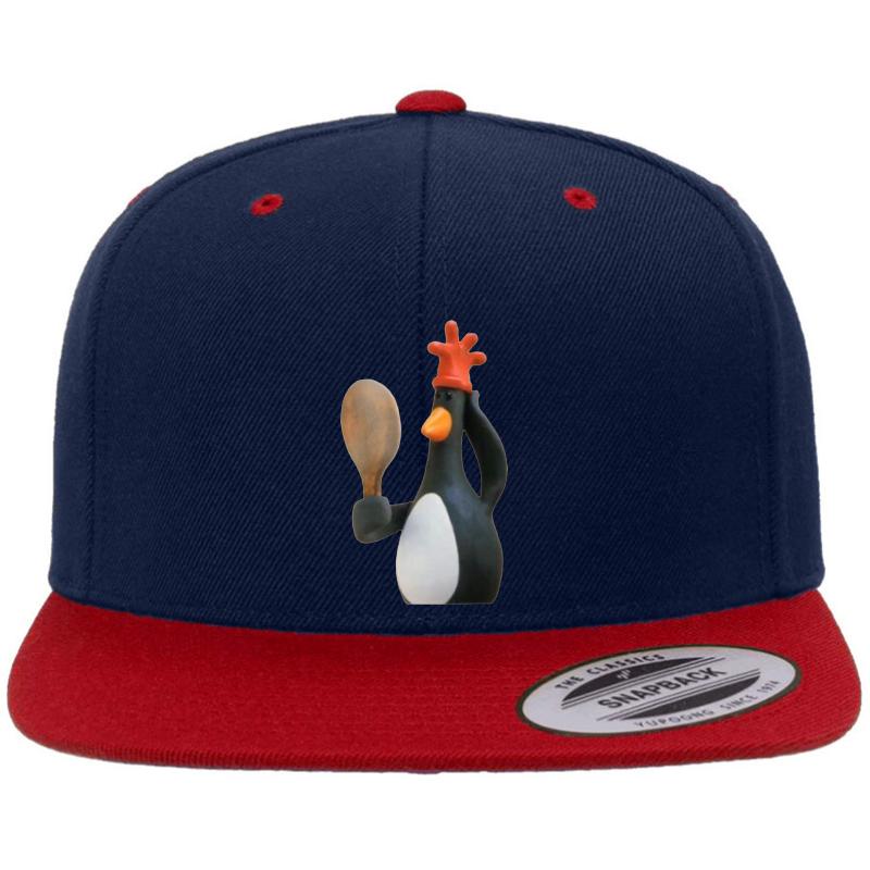 Wallace And Gromit Feathers Mcgraw Penguin Premium Flat Bill Snapback Cap  Navy