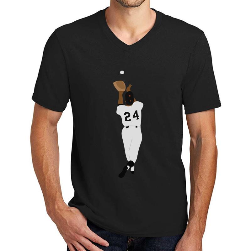 Willie Mays Catch Unisex V-Neck T-Shirt Men Black