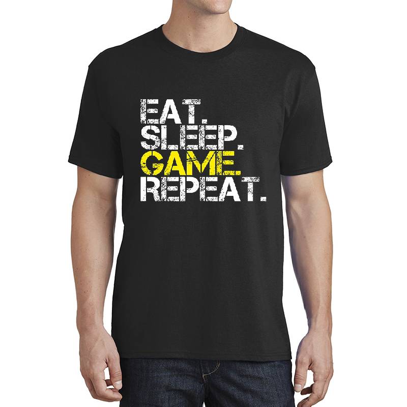 Eat Sleep Game Repeat Funny Gamer Timetable Humorous Premium Flat Bill Snapback Caps