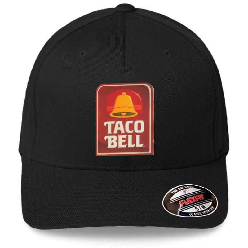 Vintage Taco Bell Sticker Flexfit Baseball Cap  Black