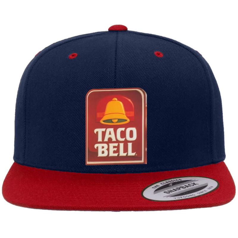 Vintage Taco Bell Sticker Premium Flat Bill Snapback Cap  Navy