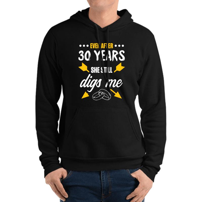 30Th 30 Year Wedding Anniversary Gift Dig Husband Wife Product Unisex Hooded Sweatshirt Men Black