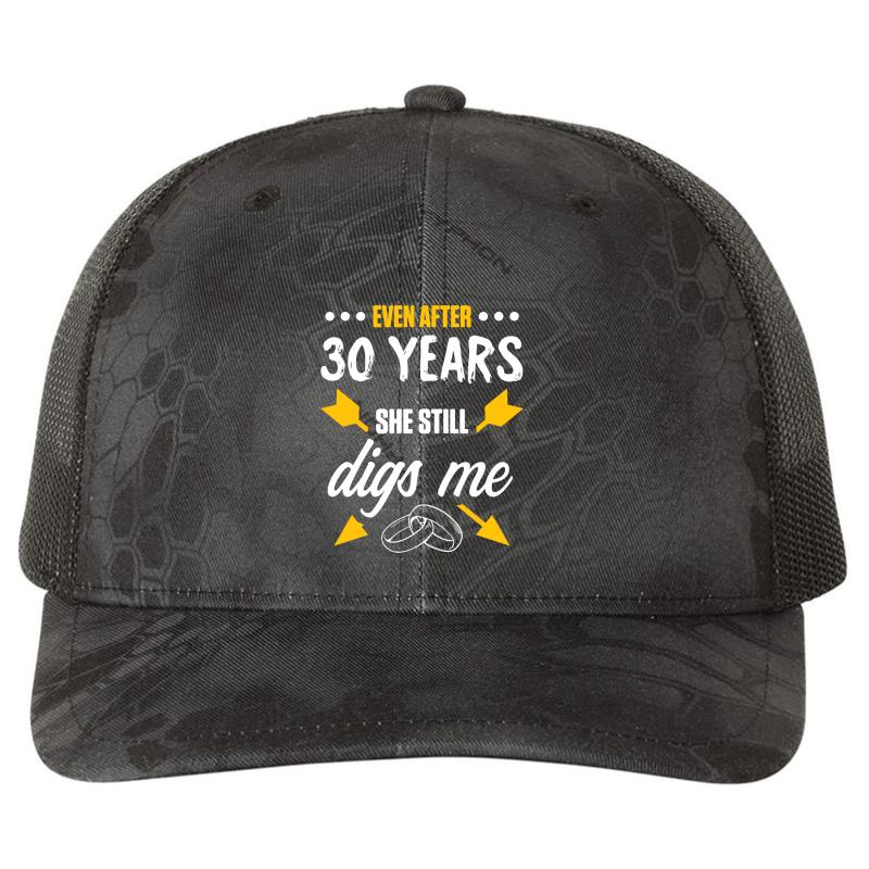 30Th 30 Year Wedding Anniversary Gift Dig Husband Wife Product Richardson Premium Trucker Snapback Cap  Kryptek Typhon Black