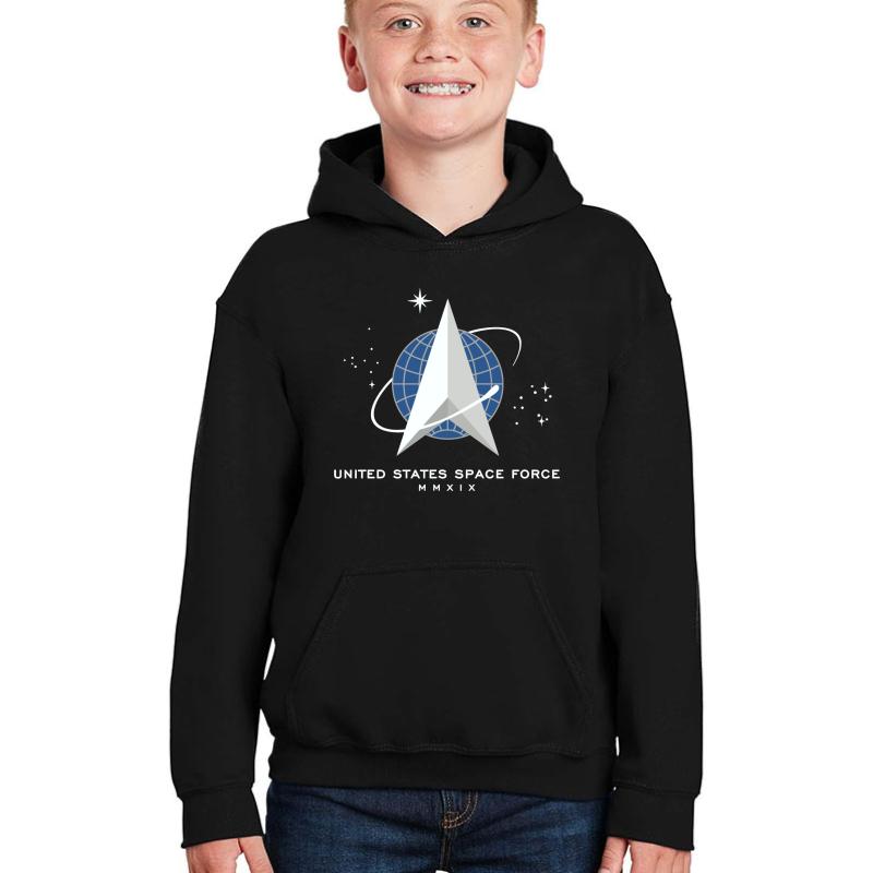 Us Space Force Flag Official Logo Youth Hooded Sweatshirt Boy Black