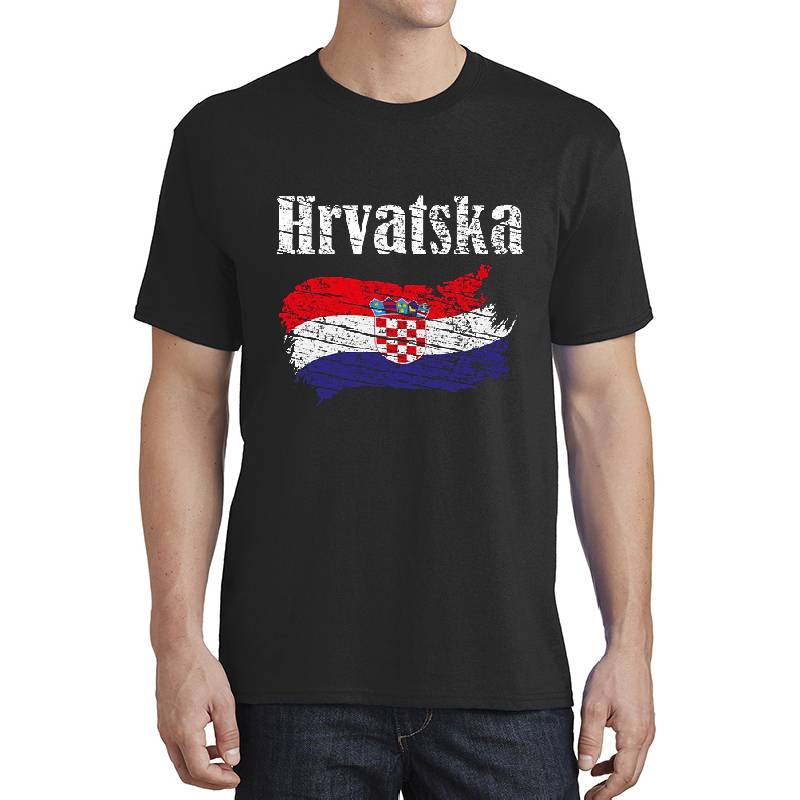 Hrvatska Croatian Flag Vintage Graphic - Croatia Lovers Tourists Souvenir Cool National Gift Unisex V-Neck T-Shirts