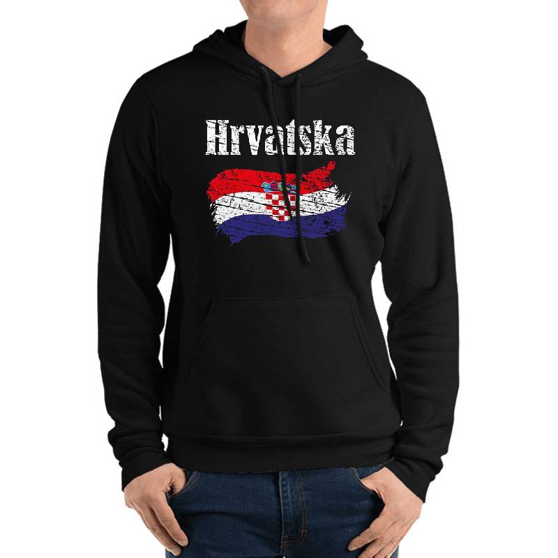 Hrvatska Croatian Flag Vintage Graphic - Croatia Lovers Tourists Souvenir Cool National Gift Unisex V-Neck T-Shirts