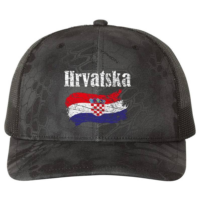 Hrvatska Croatian Flag Vintage Graphic - Croatia Lovers Tourists Souvenir Cool National Gift Unisex V-Neck T-Shirts