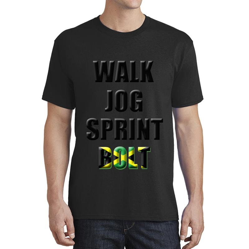 Walk Jog Sprint Bolt! Unisex T-Shirt Men Black