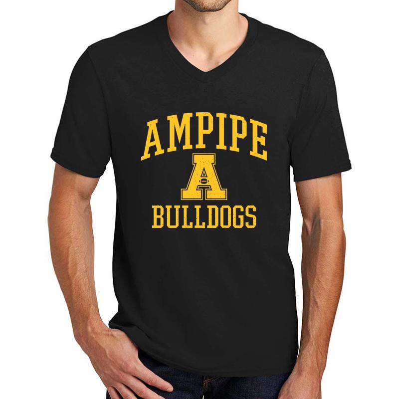 Ampipe High School Bulldogs Unisex V-Neck T-Shirt Men Black