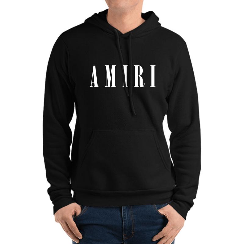 Amiri White Font Unisex Hooded Sweatshirt Men Black